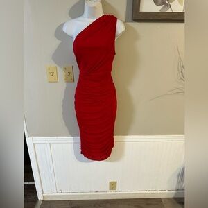 Elegant Red One-Shoulder Dress
